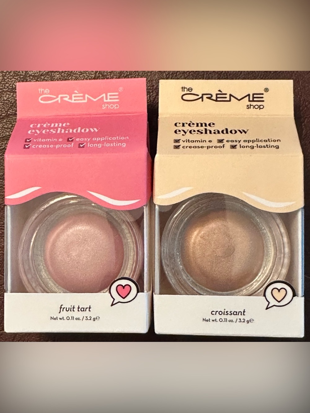 The Crème Shop 2 Crème Eyeshadows in “Fruit Tart” and “Croissant” NEW in Box